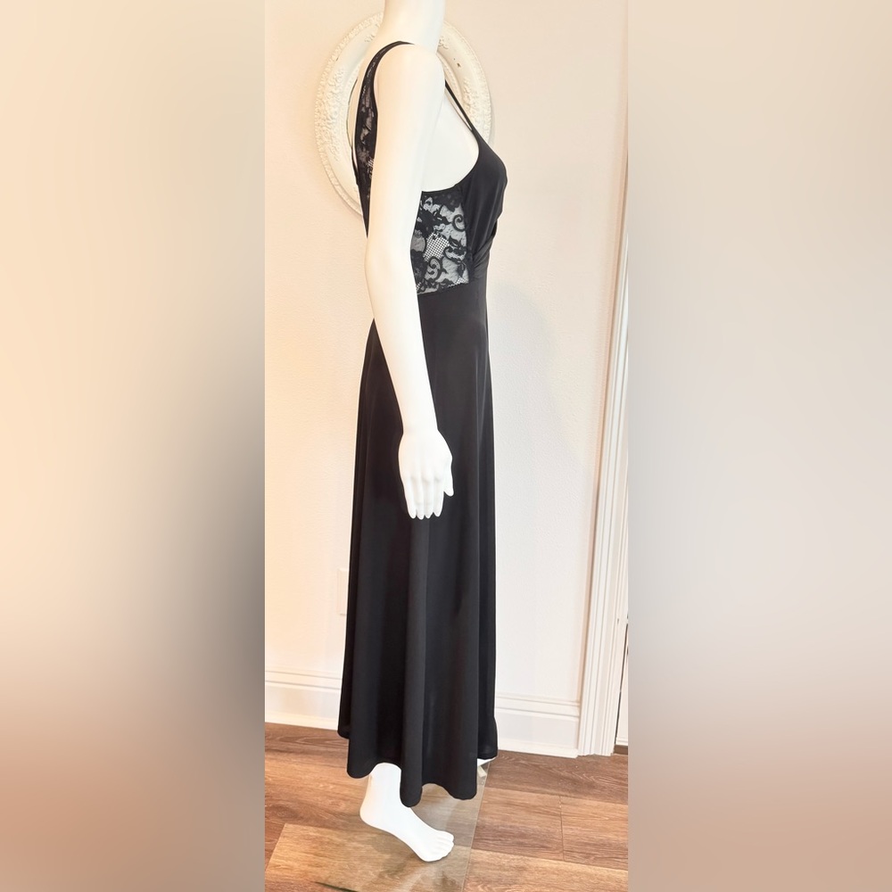 Midnight Carole Hochman Long Black Stretch Lace Nightgown S - Picture 7 of 13